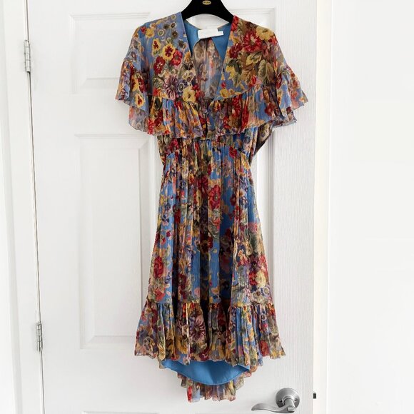 Zimmermann "Lovelorn Frill" Floral Silk Cape Dress, size 0 (XS) - Picture 6 of 16